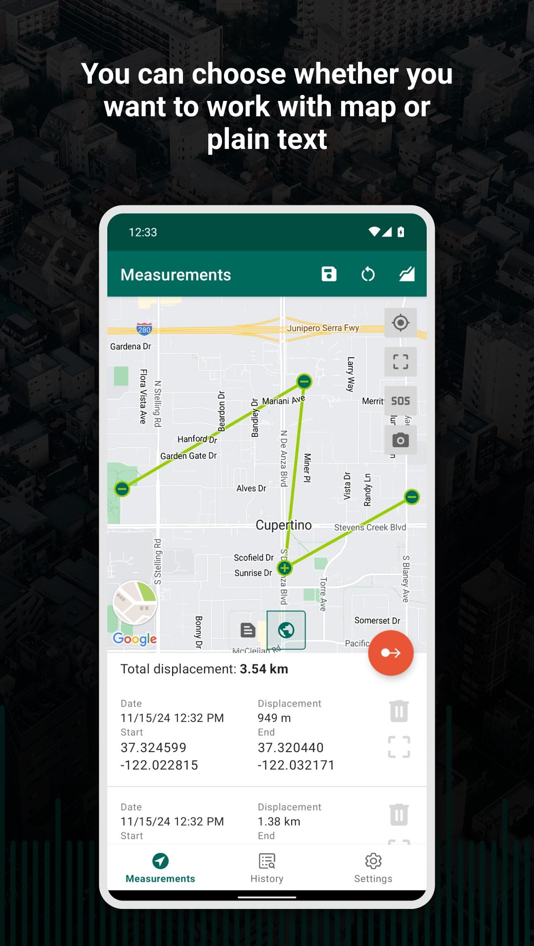 اسکرین شات 2 برنامه My GPS Tape Measure