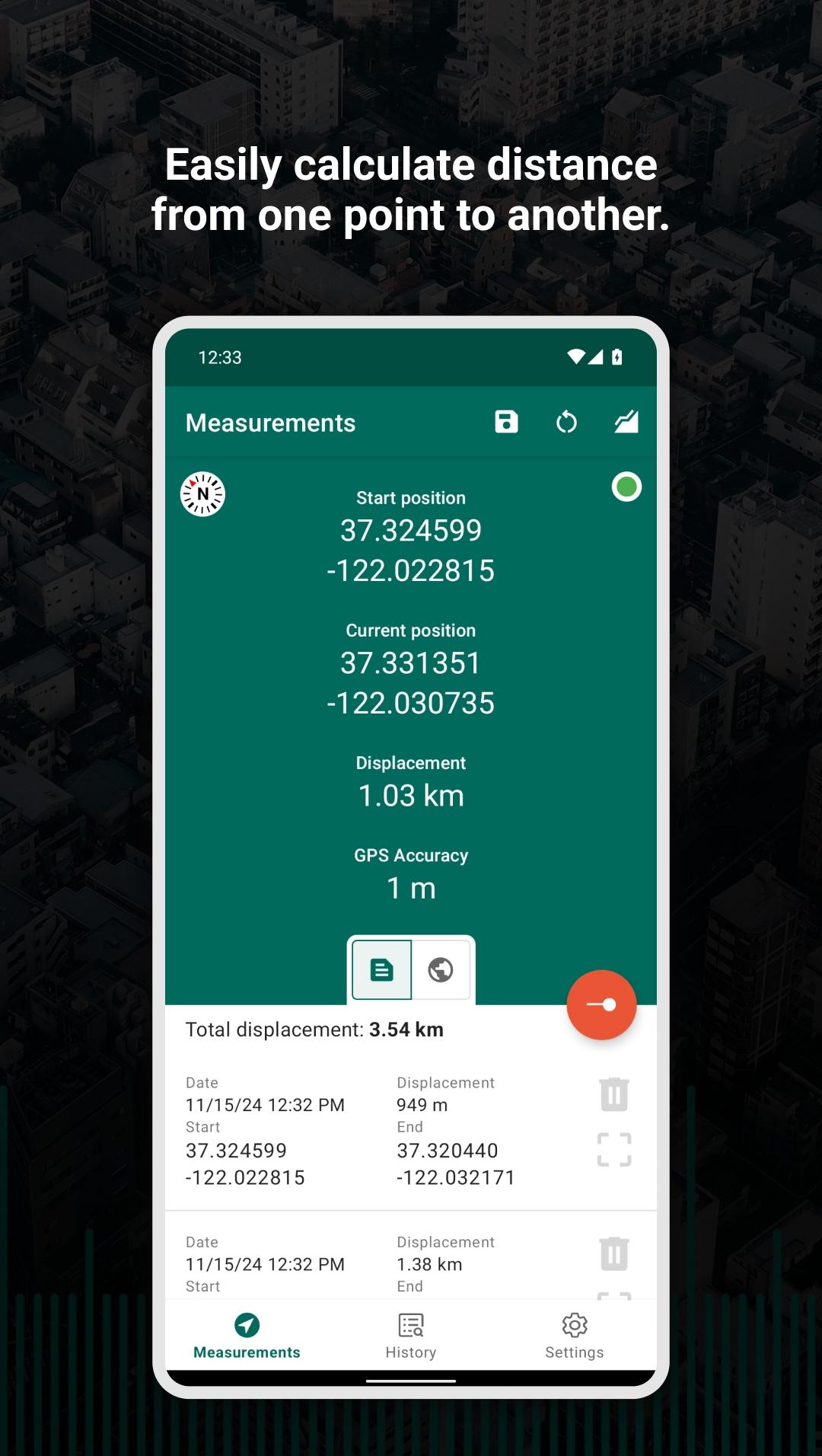 اسکرین شات 3 برنامه My GPS Tape Measure