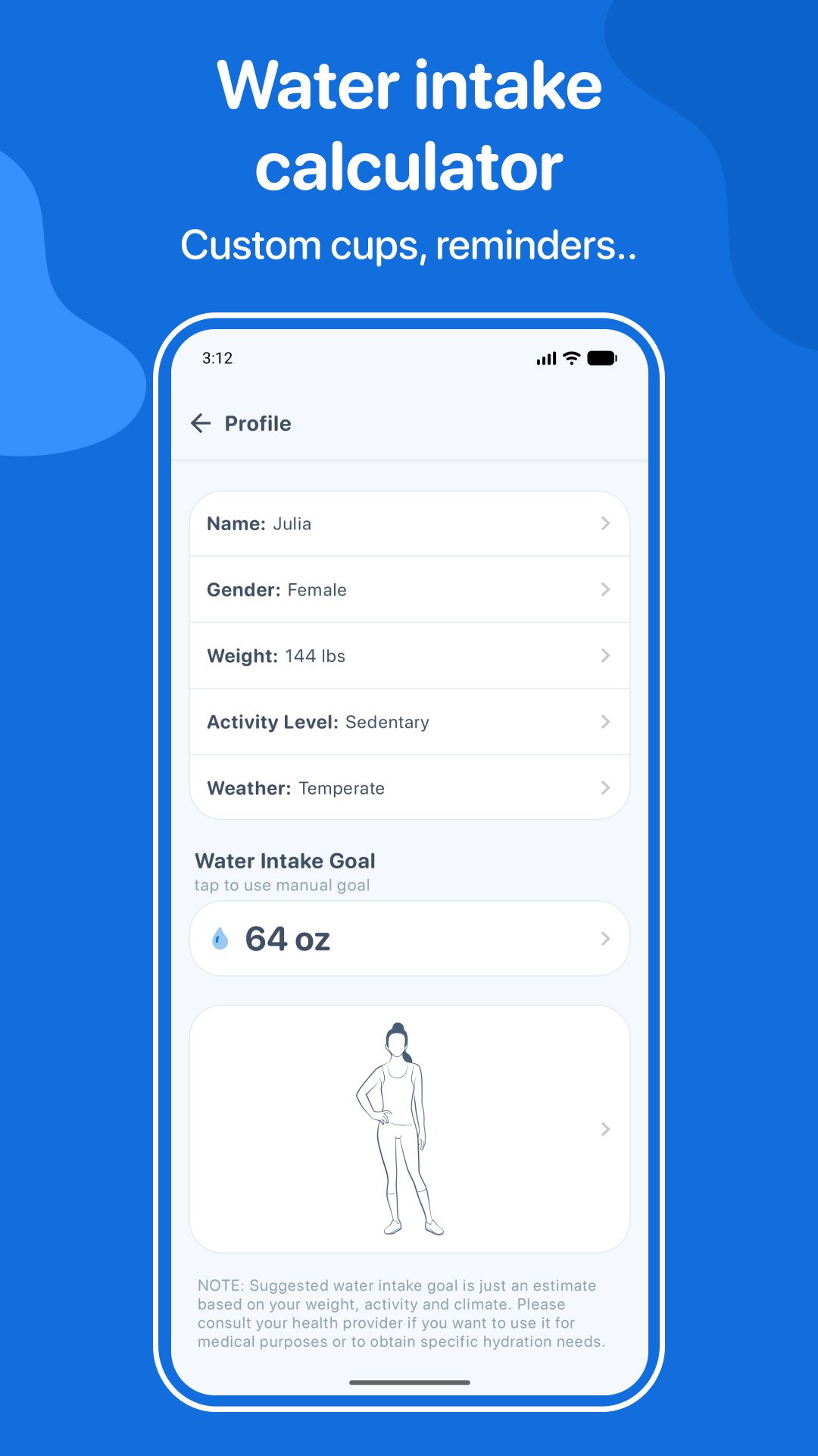 اسکرین شات 6 برنامه Water Tracker: WaterMinder app