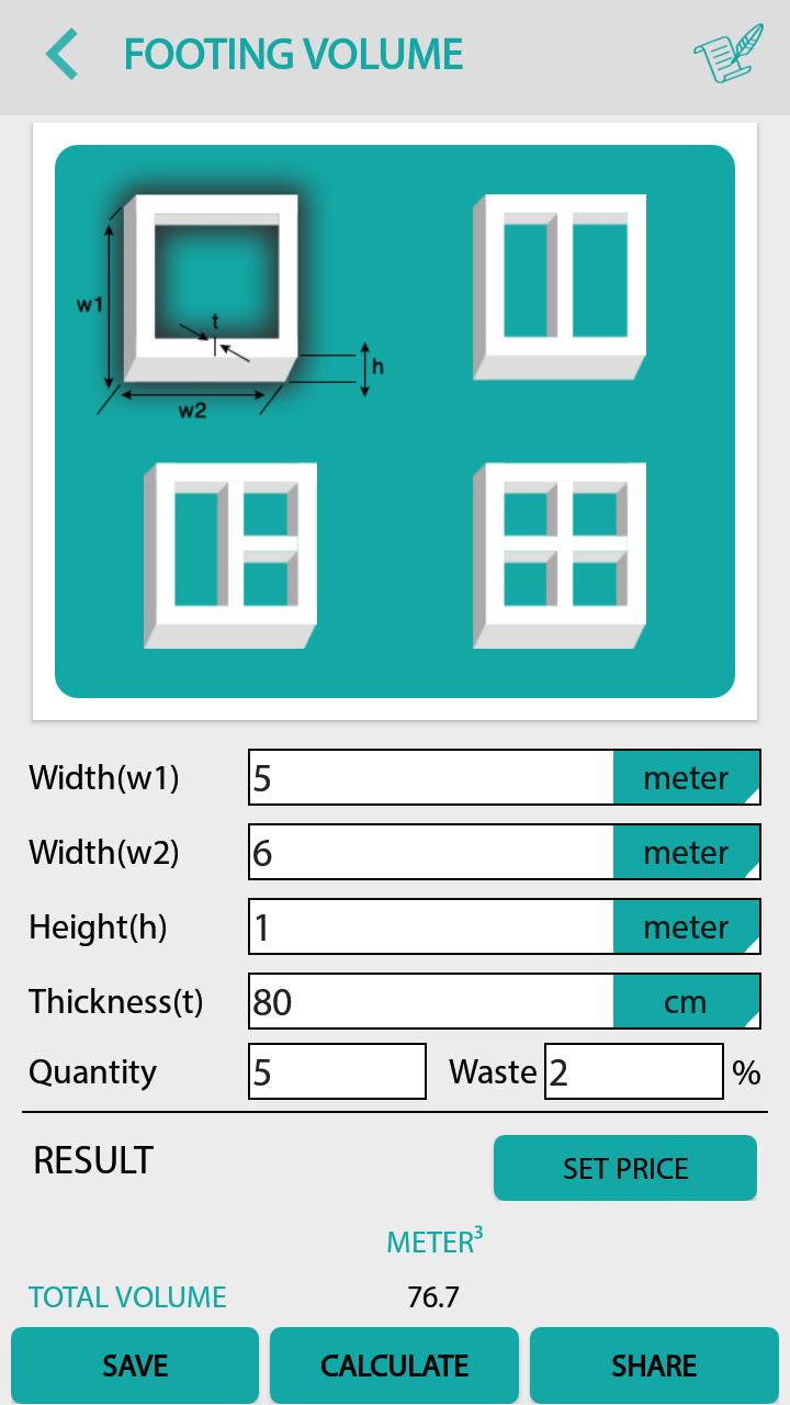 اسکرین شات 3 برنامه Civil: Concrete Calculator