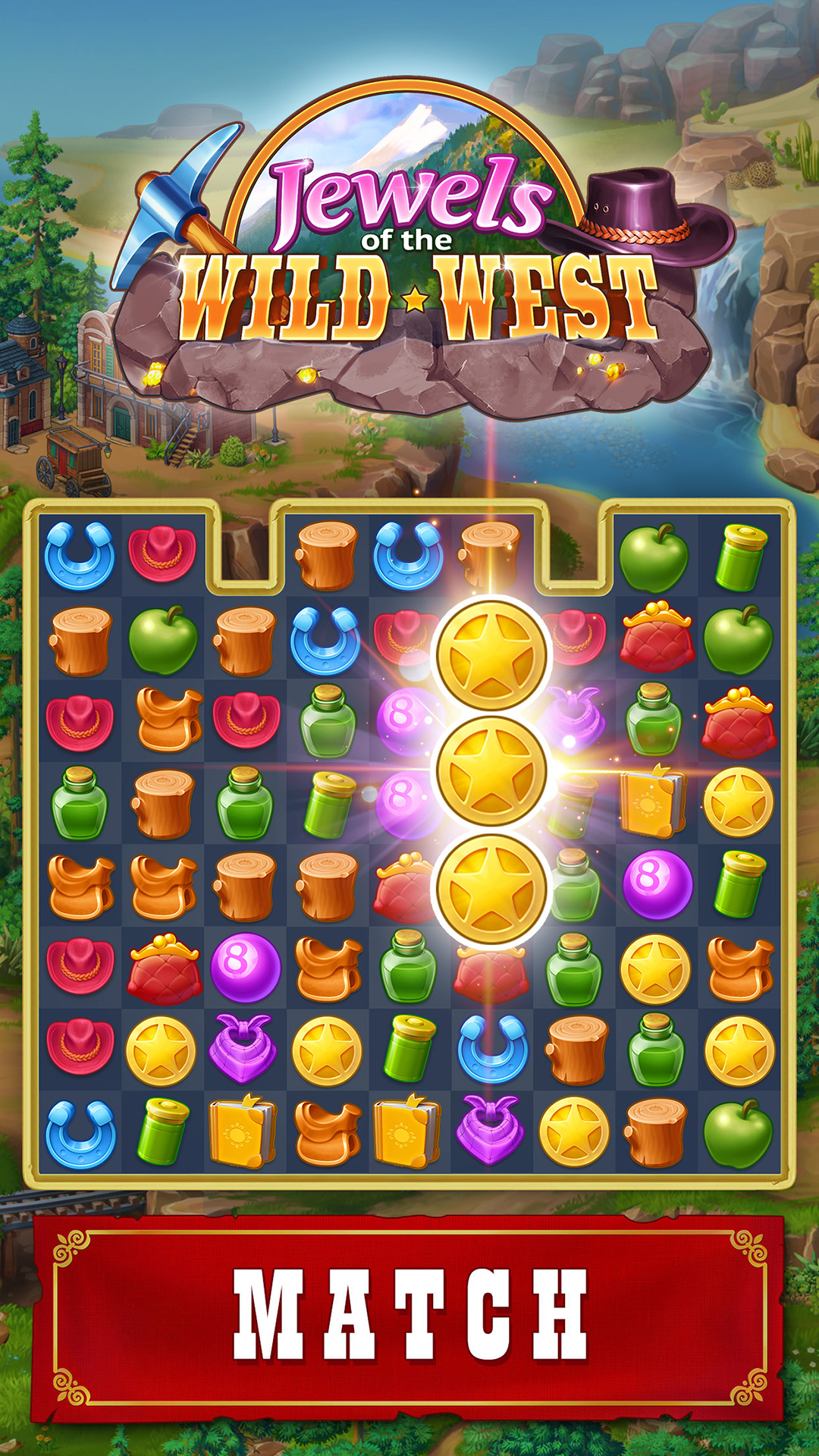 اسکرین شات 1 بازی Jewels of the Wild West・Match3