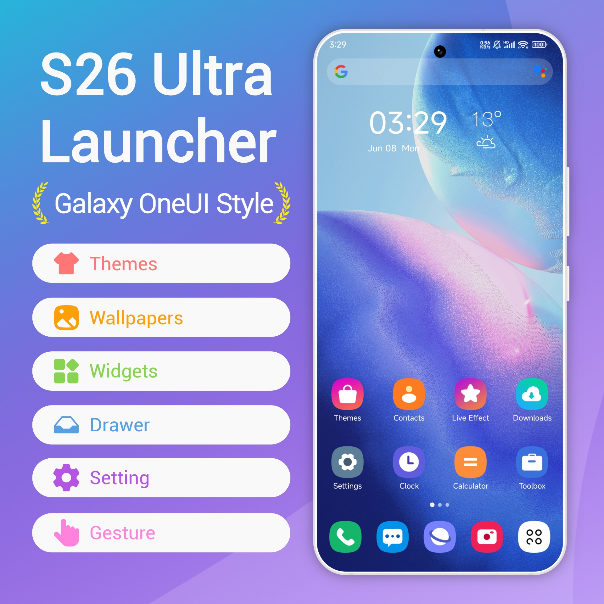 اسکرین شات 1 برنامه S26 / S7 Launcher for Galaxy S