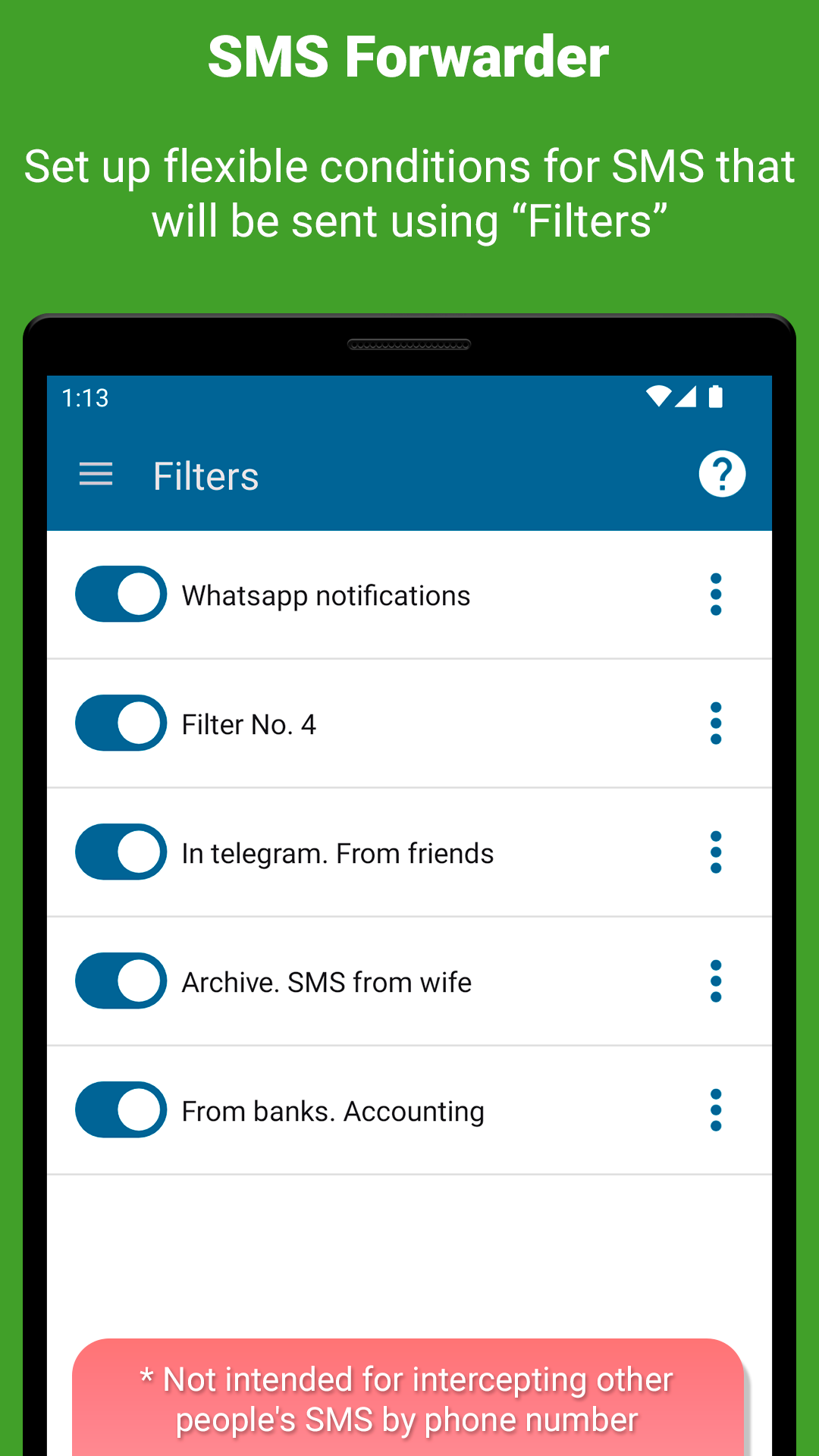 اسکرین شات 1 برنامه SMS forwarder