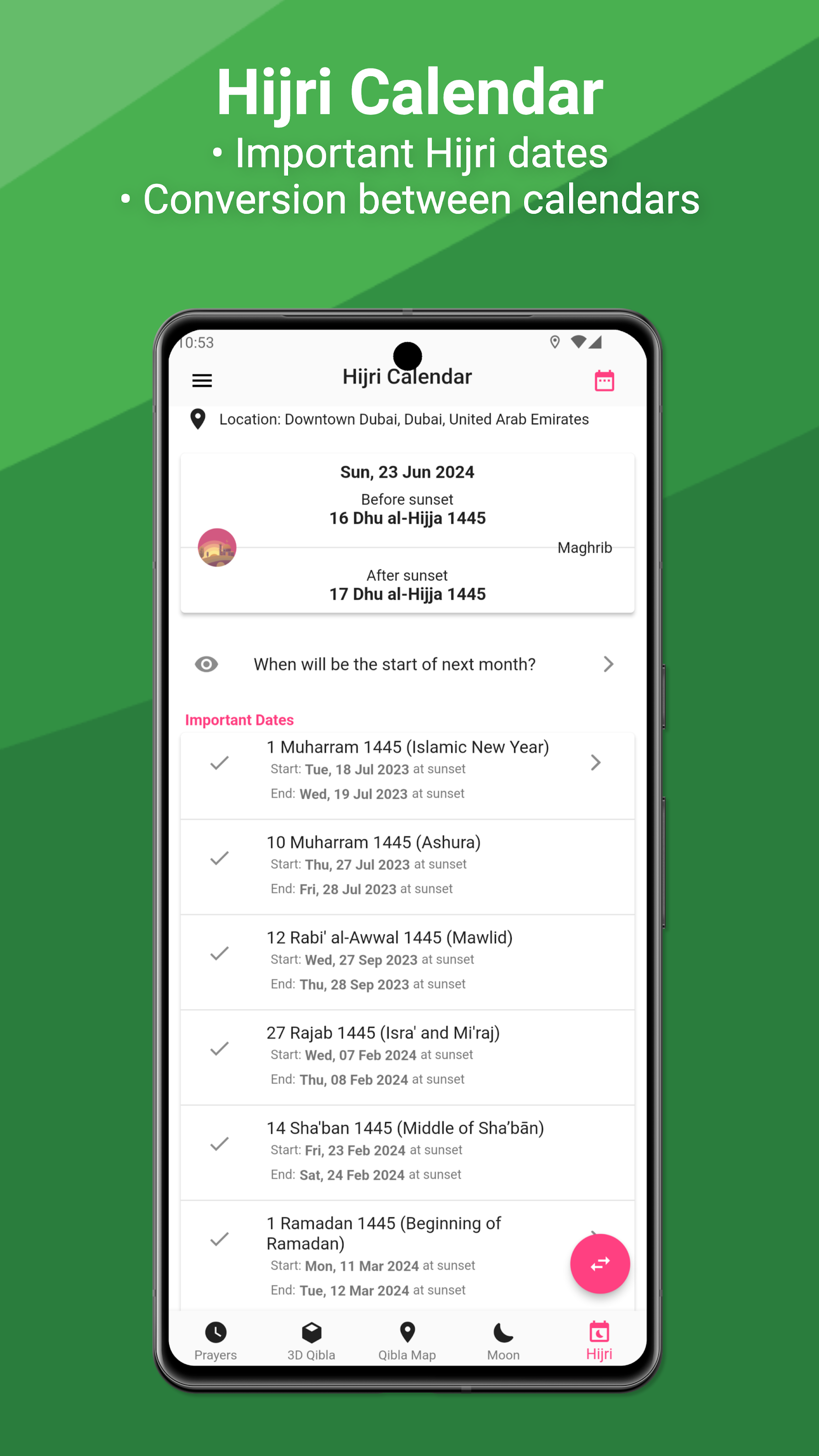 اسکرین شات 8 برنامه Miqat: Prayer Times, Qibla