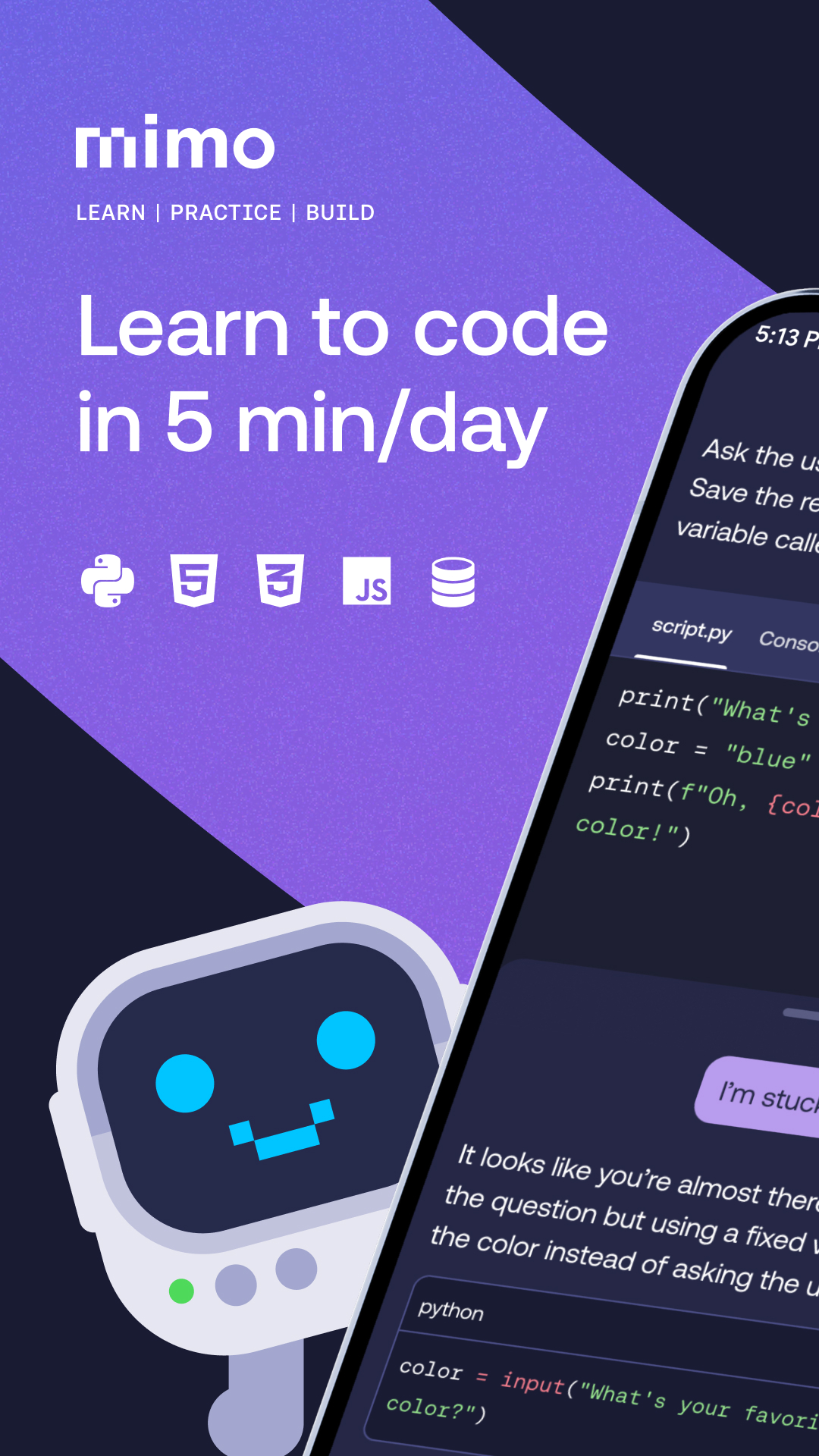 اسکرین شات 1 برنامه Mimo: Learn Python Coding