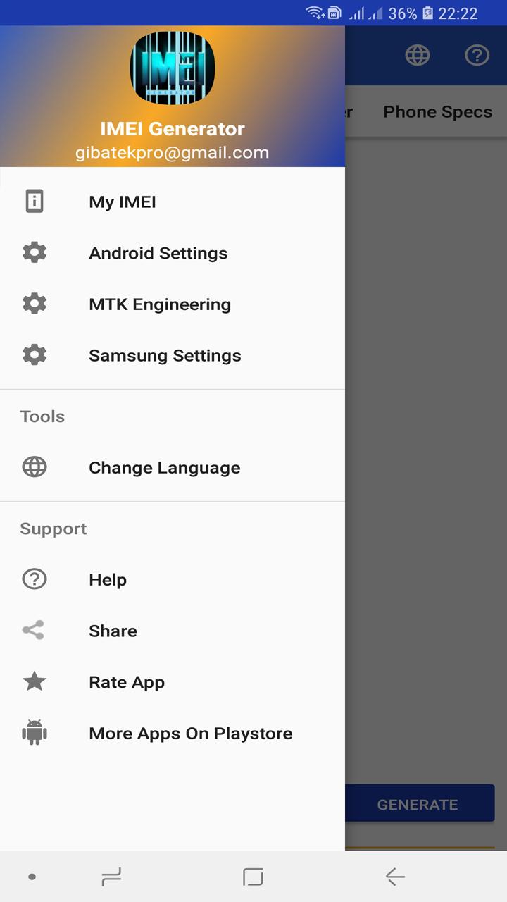 اسکرین شات 1 برنامه IMEI Generator Pro