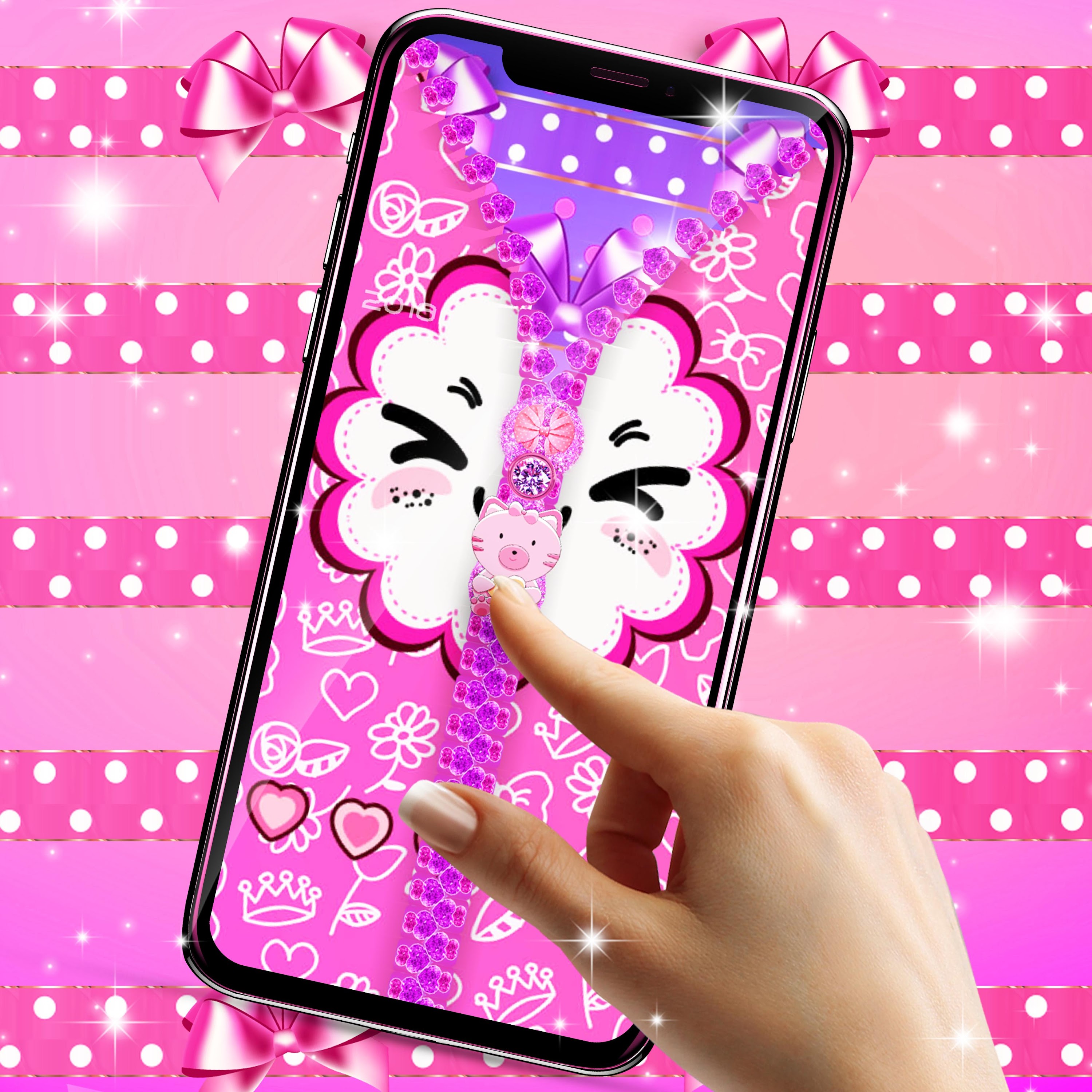 اسکرین شات 6 برنامه Girly lock screen zipper