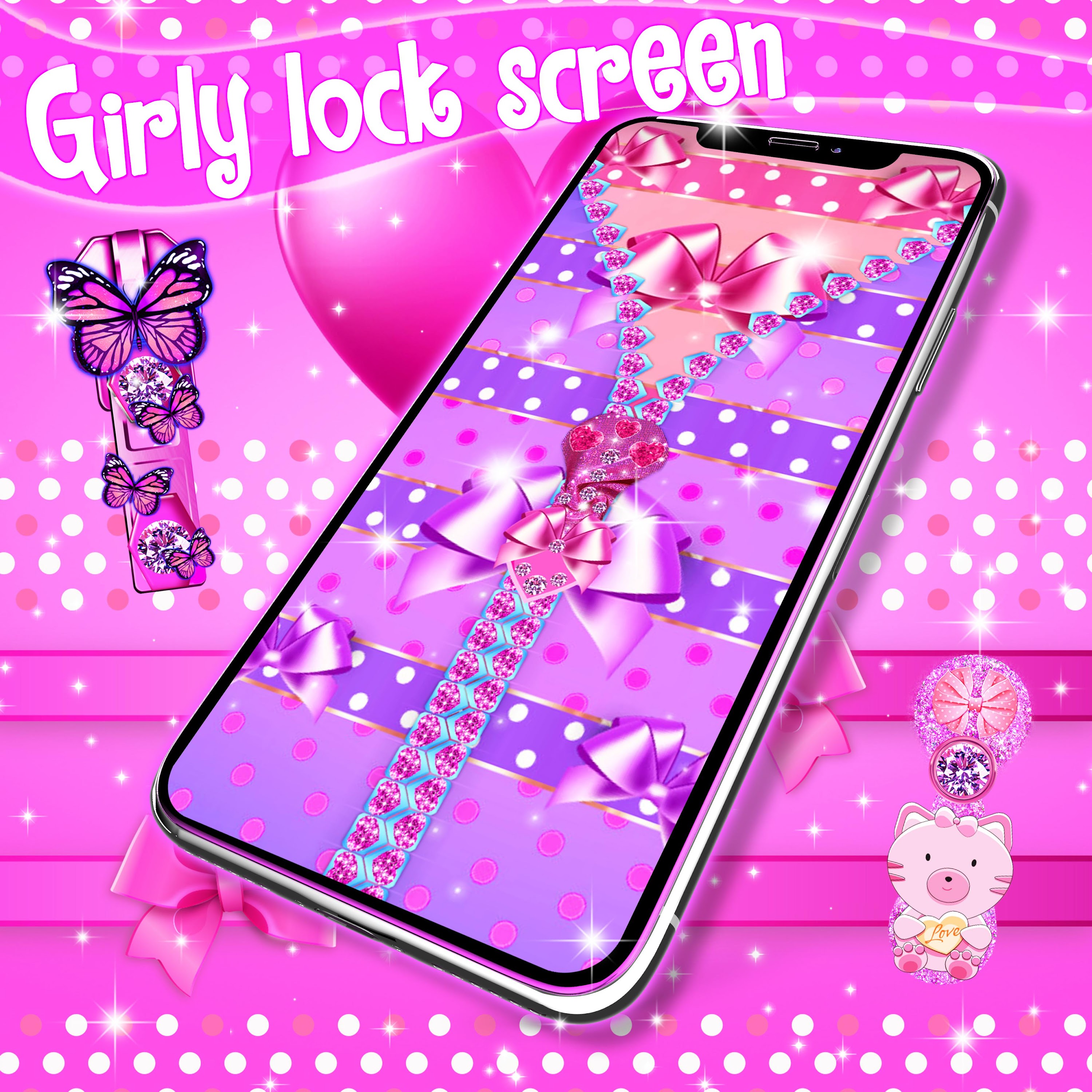 اسکرین شات 1 برنامه Girly lock screen zipper