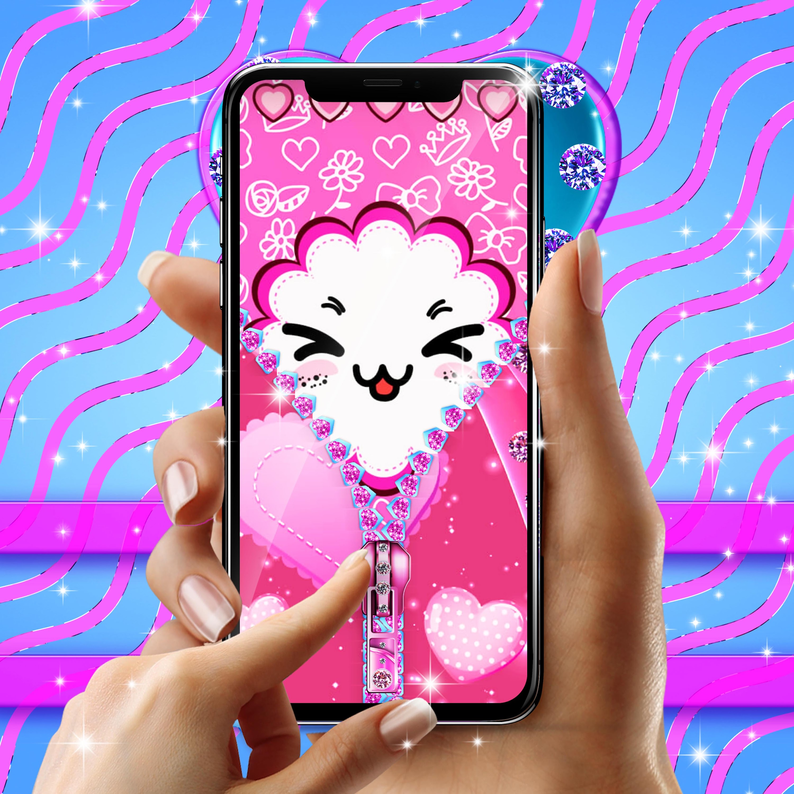 اسکرین شات 2 برنامه Girly lock screen zipper