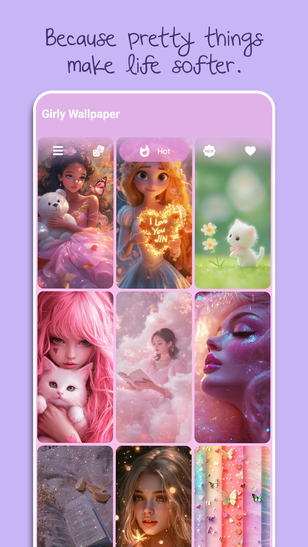 اسکرین شات 5 برنامه Cute Wallpapers for Girls