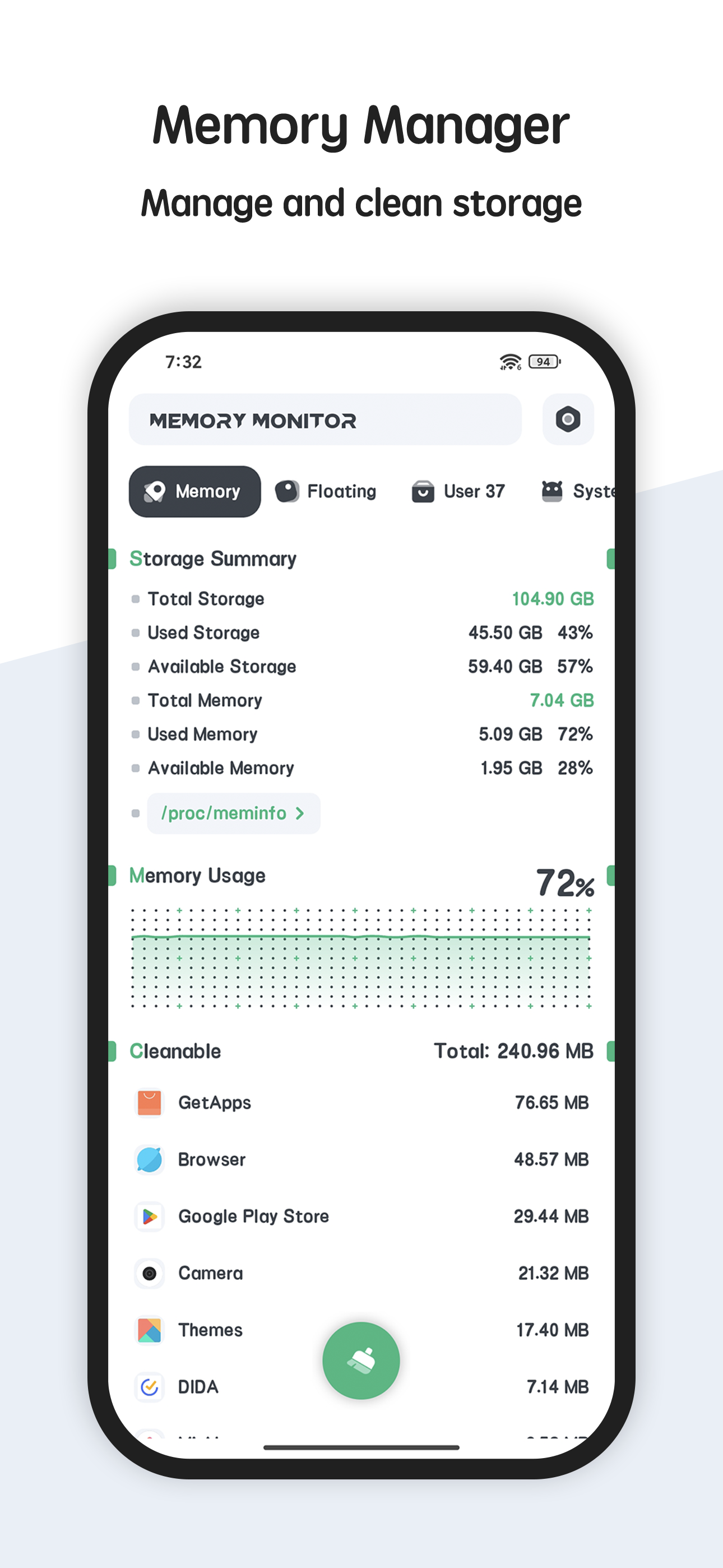 اسکرین شات 1 برنامه RAM Memory Monitor