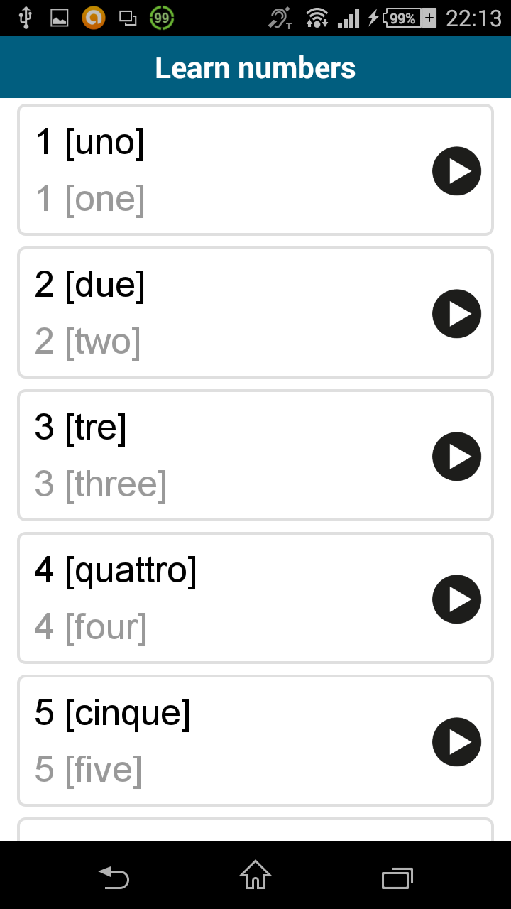 اسکرین شات 6 برنامه Learn Italian - 50 languages
