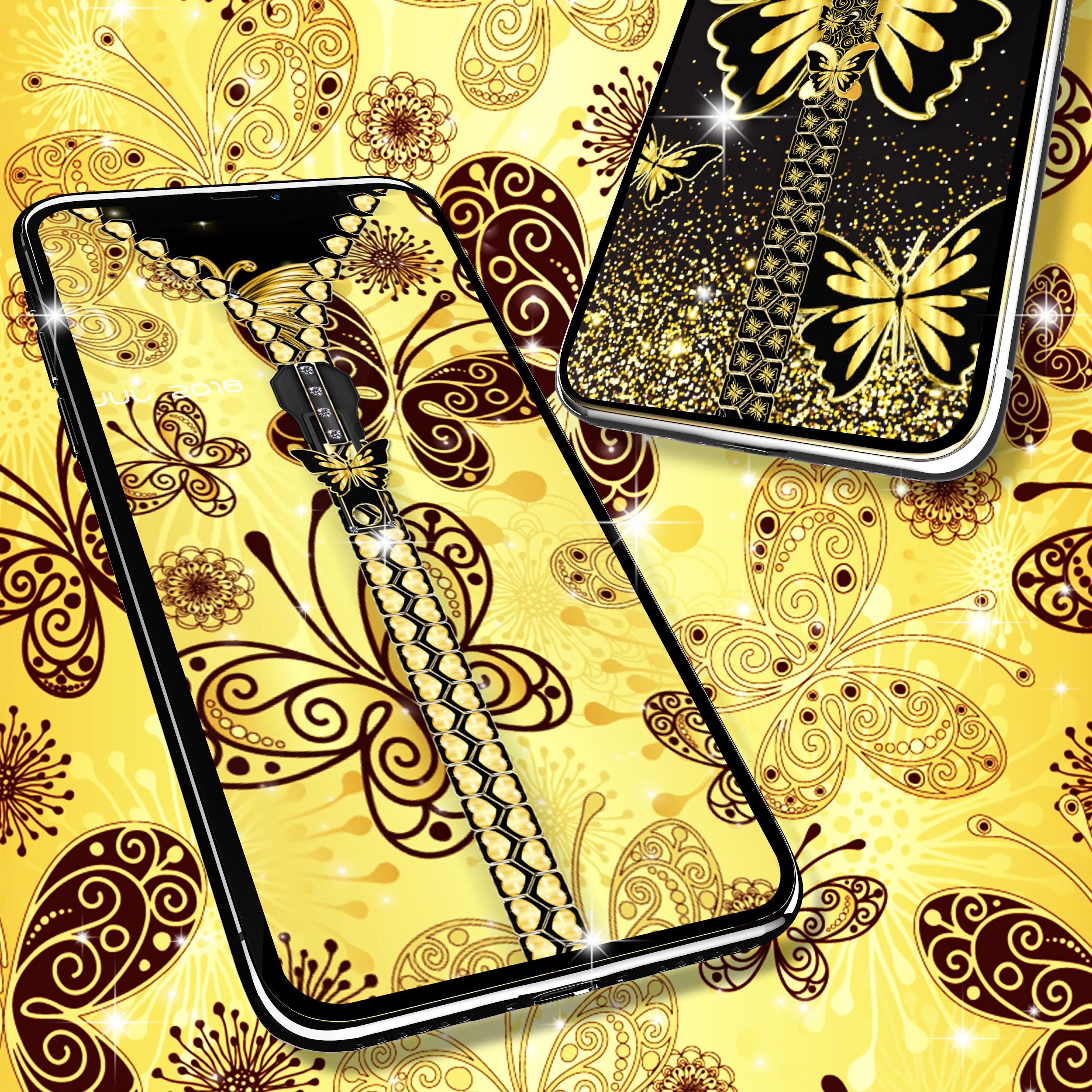 اسکرین شات 3 برنامه Golden butterflies lock screen