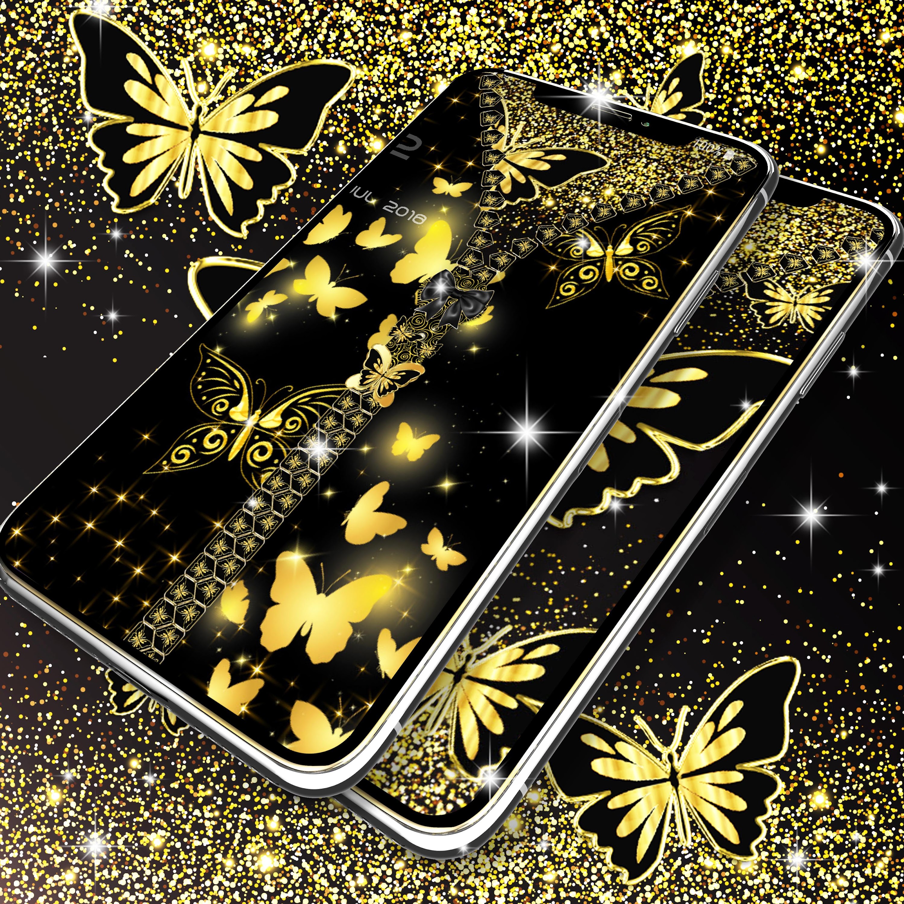 اسکرین شات 2 برنامه Golden butterflies lock screen