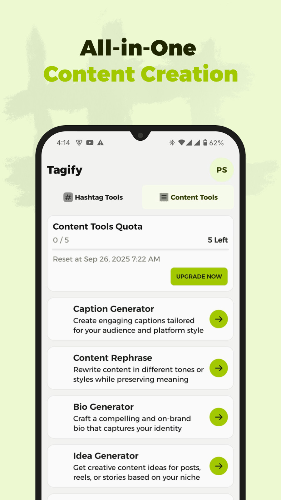 اسکرین شات 2 برنامه Tagify: AI Hashtag Generator