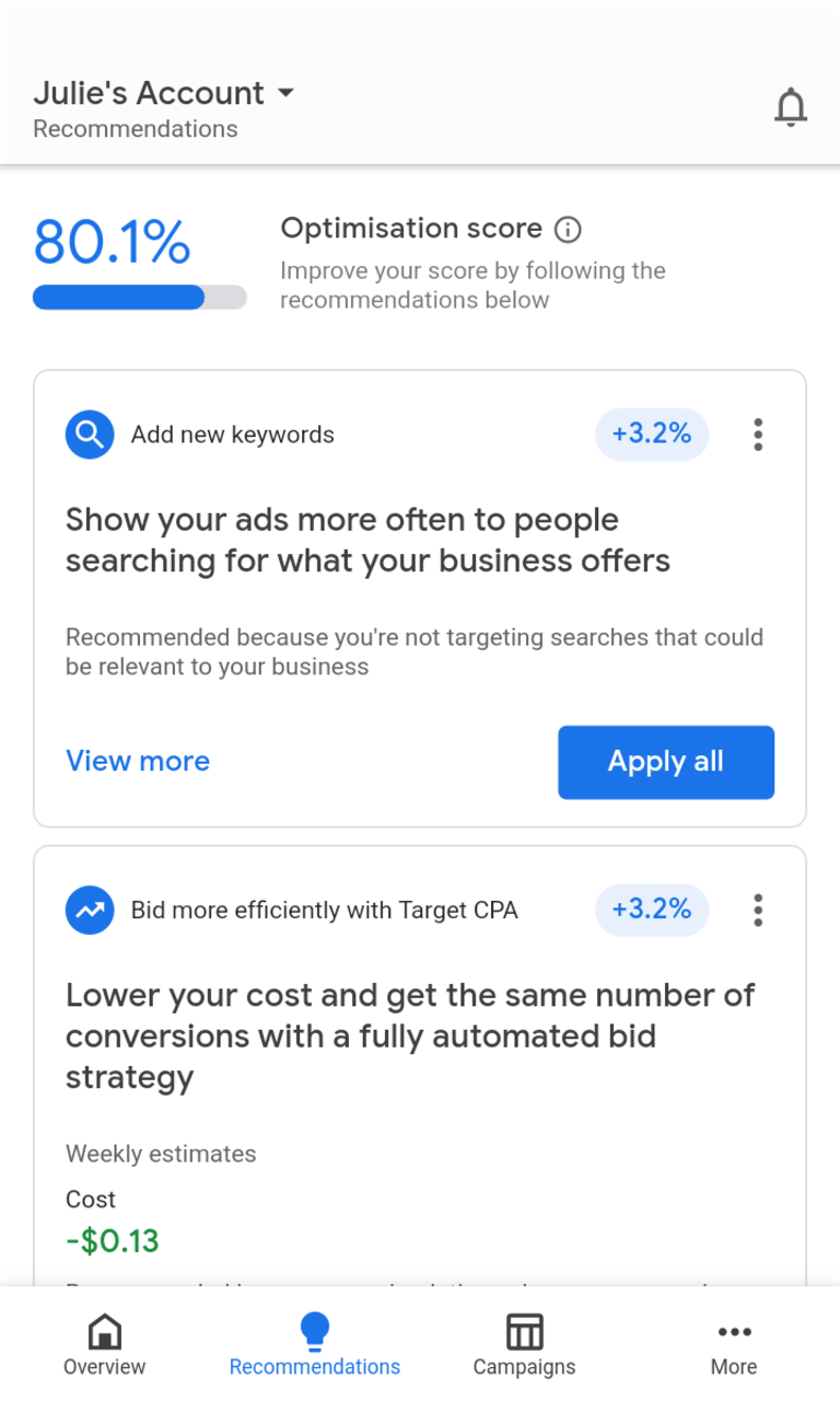 اسکرین شات 2 برنامه Google Ads