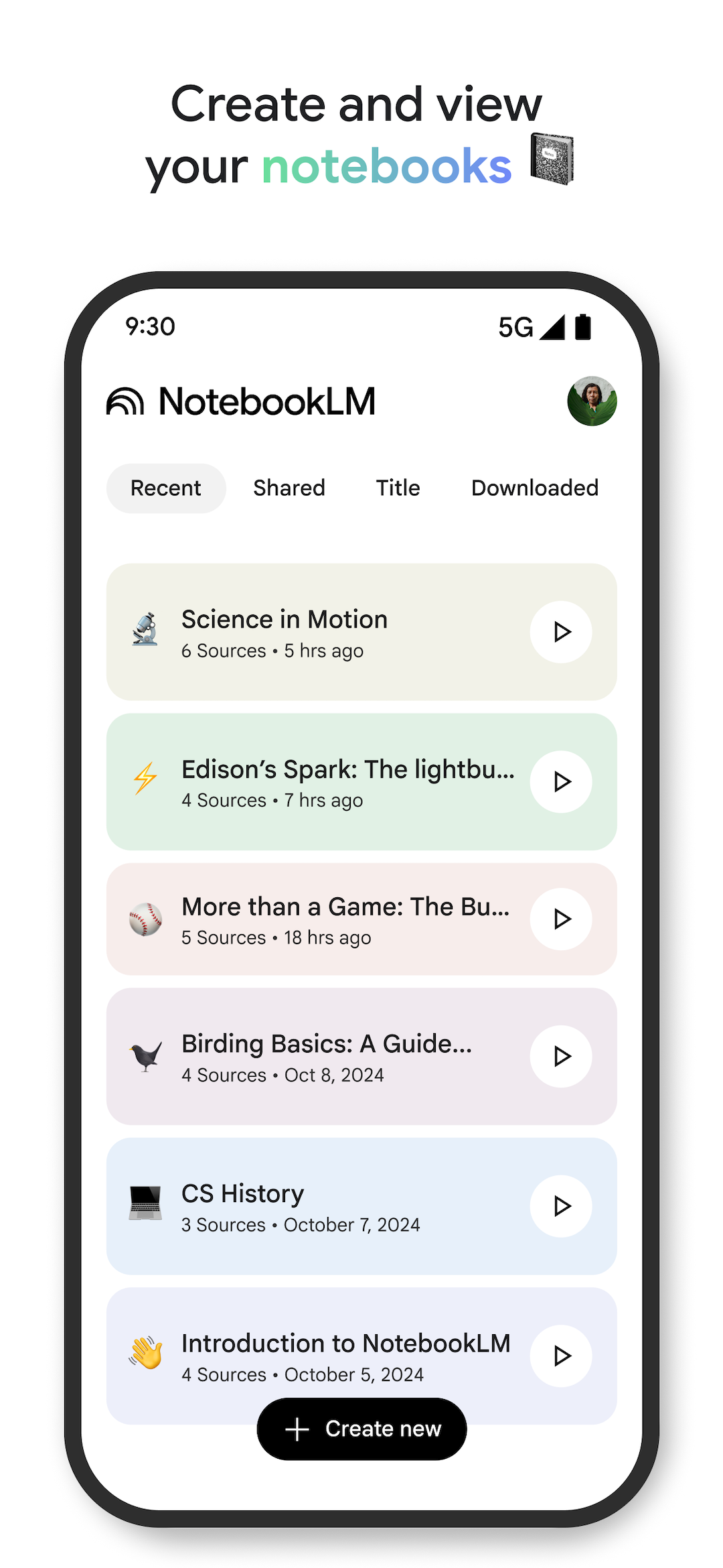 اسکرین شات 2 برنامه Google NotebookLM