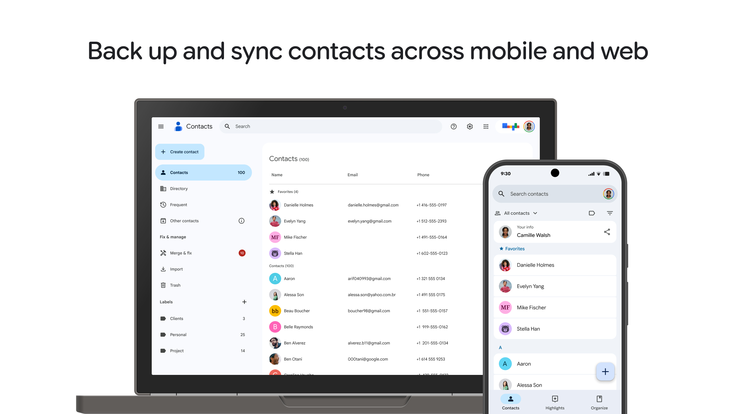 اسکرین شات 1 برنامه گوگل کانتکتس (Contacts)