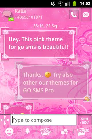 اسکرین شات 2 برنامه Pink Flowers Theme GO SMS Pro