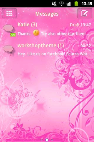 اسکرین شات 1 برنامه Pink Flowers Theme GO SMS Pro