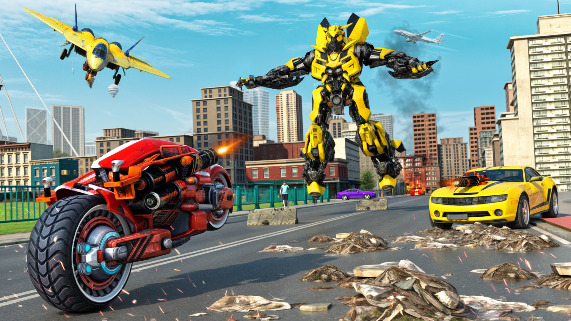 اسکرین شات 3 برنامه Grand Robot Bike Transform War