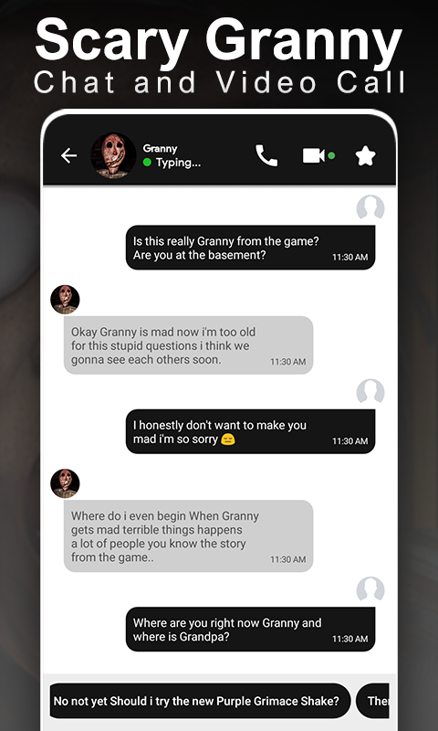 اسکرین شات 1 برنامه Granny's Fake Chat Video Call