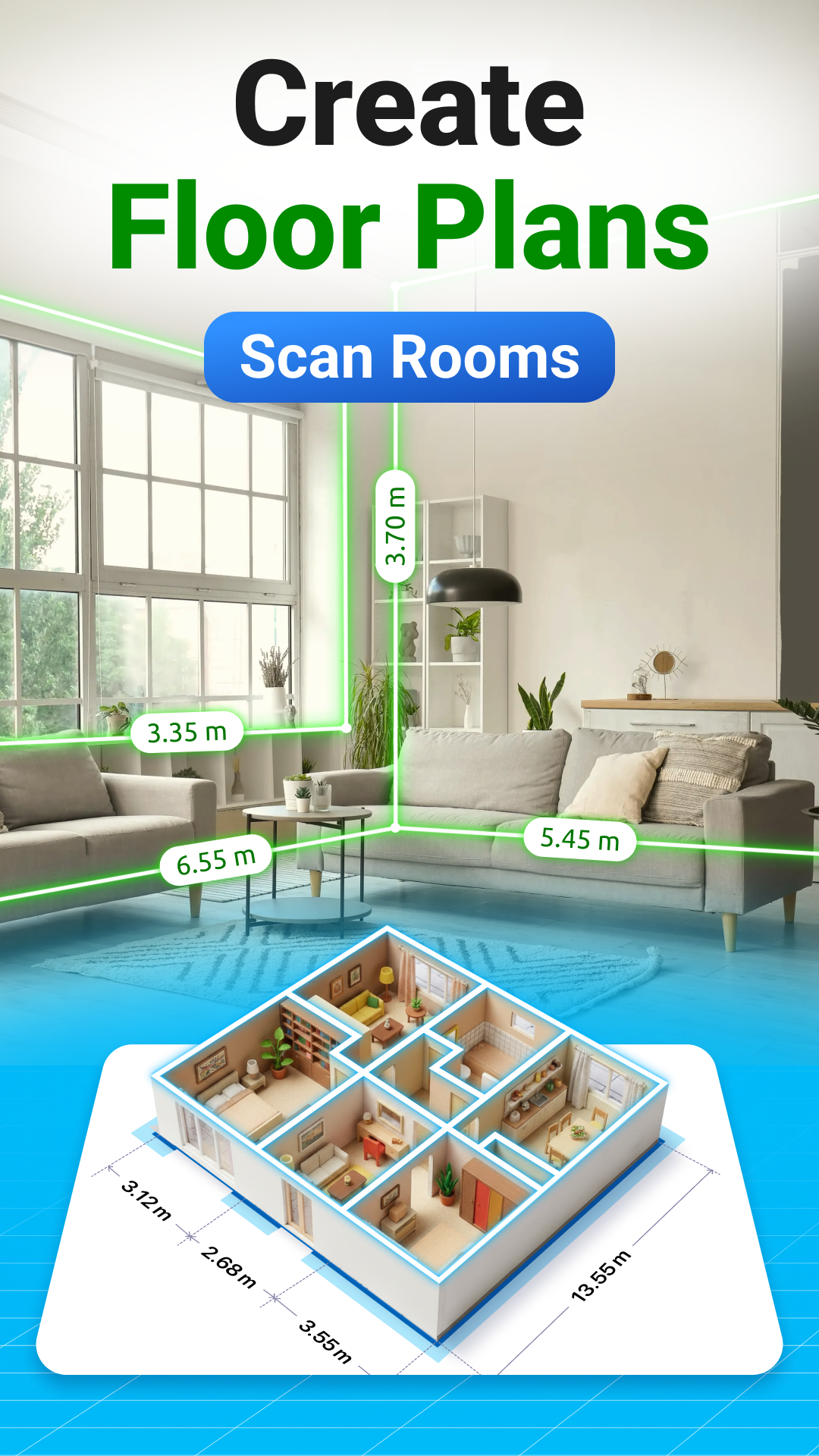 اسکرین شات 1 برنامه AR Floor Plan 3D: Tape Measure