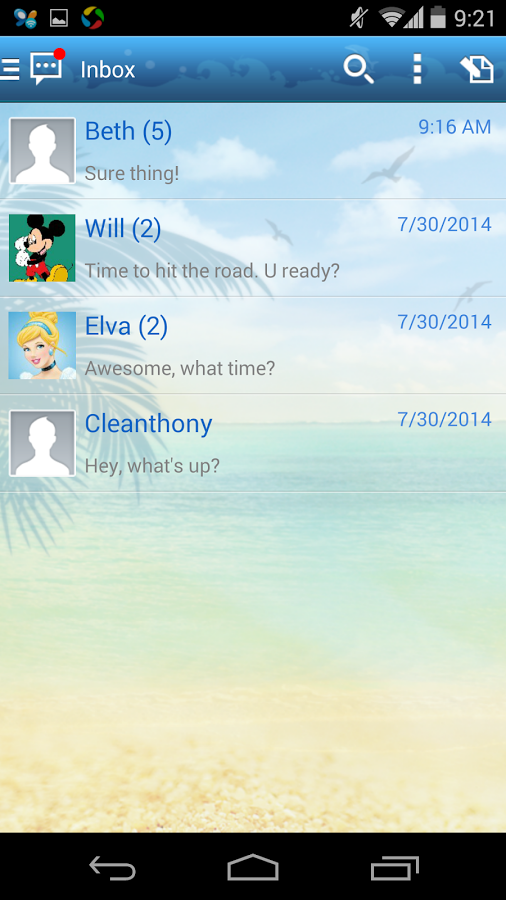 اسکرین شات 1 برنامه Handcent 6 Skin Summer Time