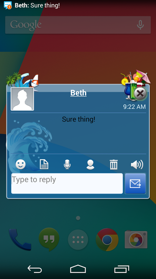 اسکرین شات 8 برنامه Handcent 6 Skin Summer Time