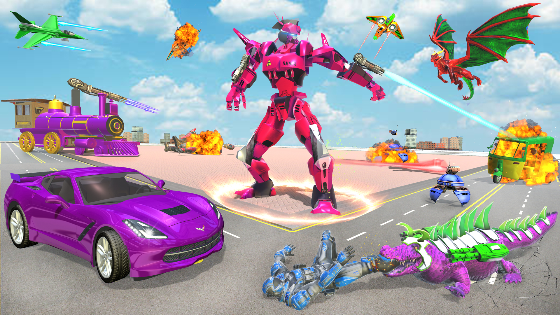 اسکرین شات 4 برنامه Crocodile Robot Car Games 3d