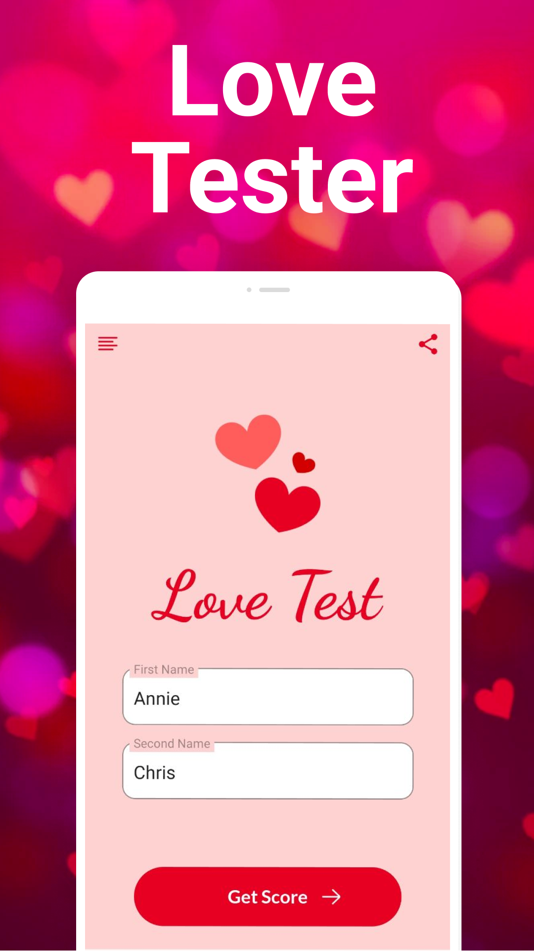 اسکرین شات 2 برنامه Love tester: Real Love Tests