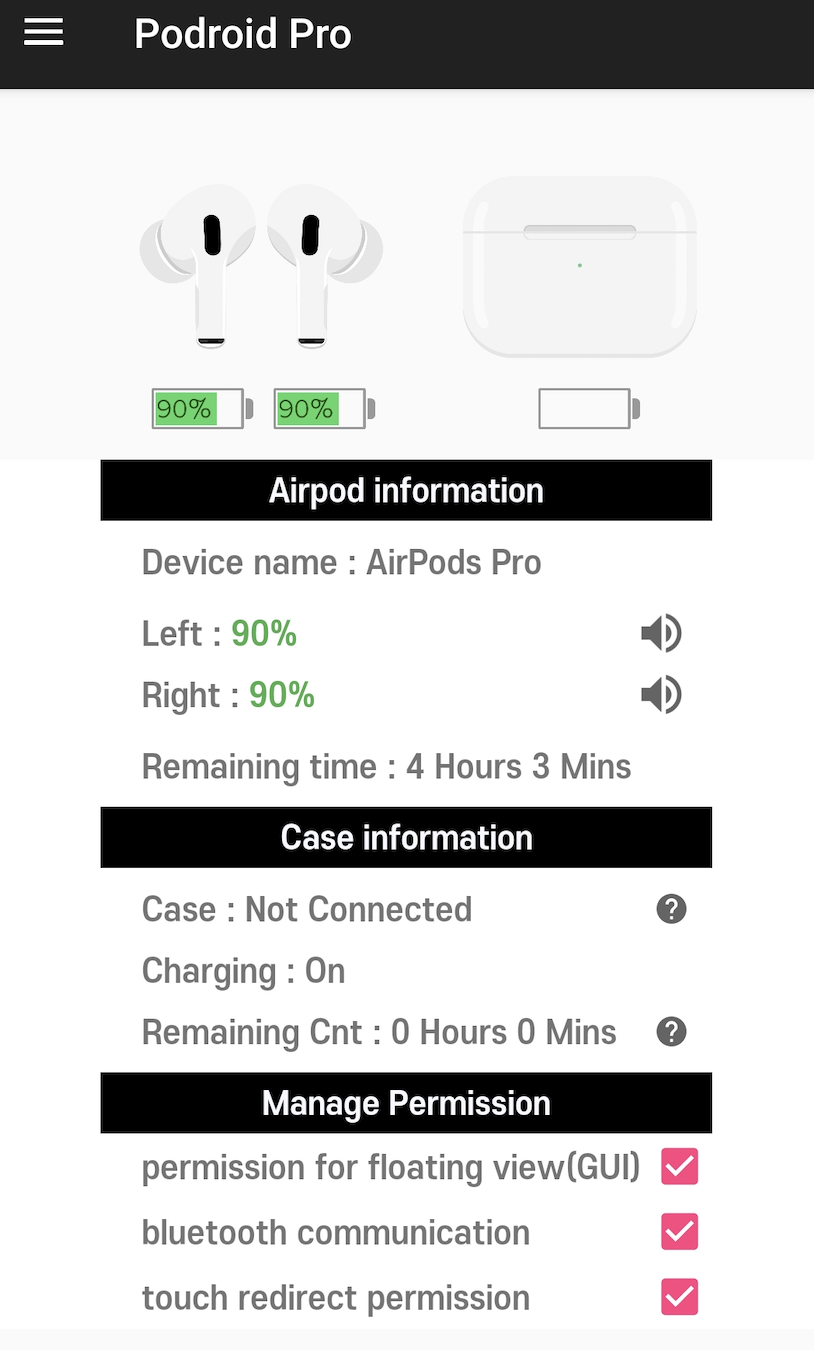 اسکرین شات 1 برنامه Podroid Pro(Using Airpod pro on android)