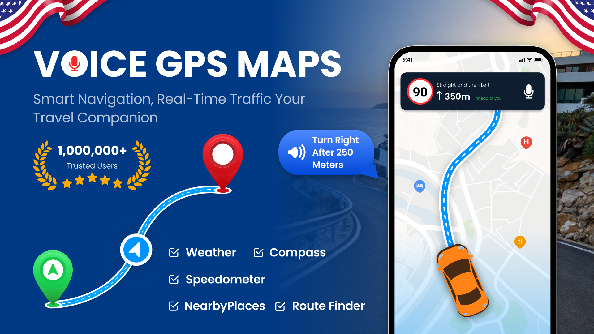 اسکرین شات 1 برنامه Voice GPS Maps - Route Planner
