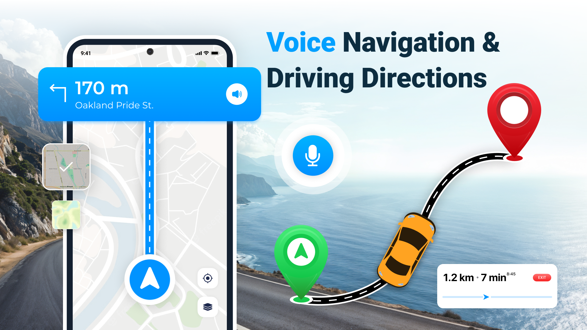 اسکرین شات 1 برنامه Voice GPS Maps - Route Planner