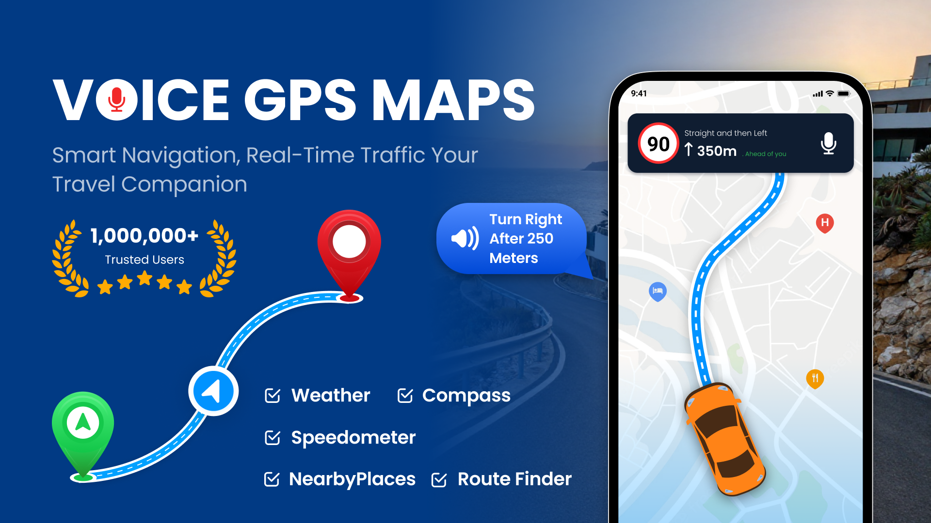 اسکرین شات 1 برنامه Voice GPS Maps - Route Planner