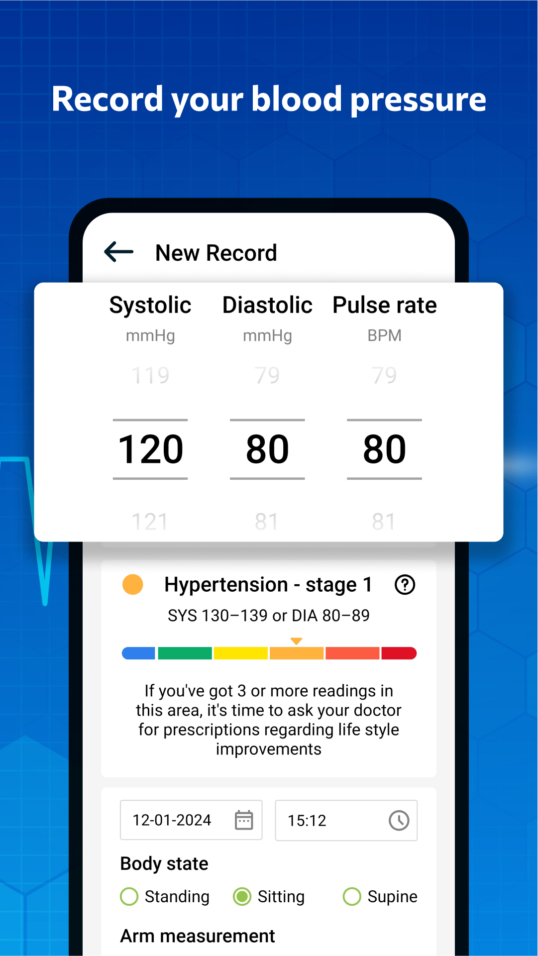 اسکرین شات 1 برنامه Blood pressure - Blood sugar