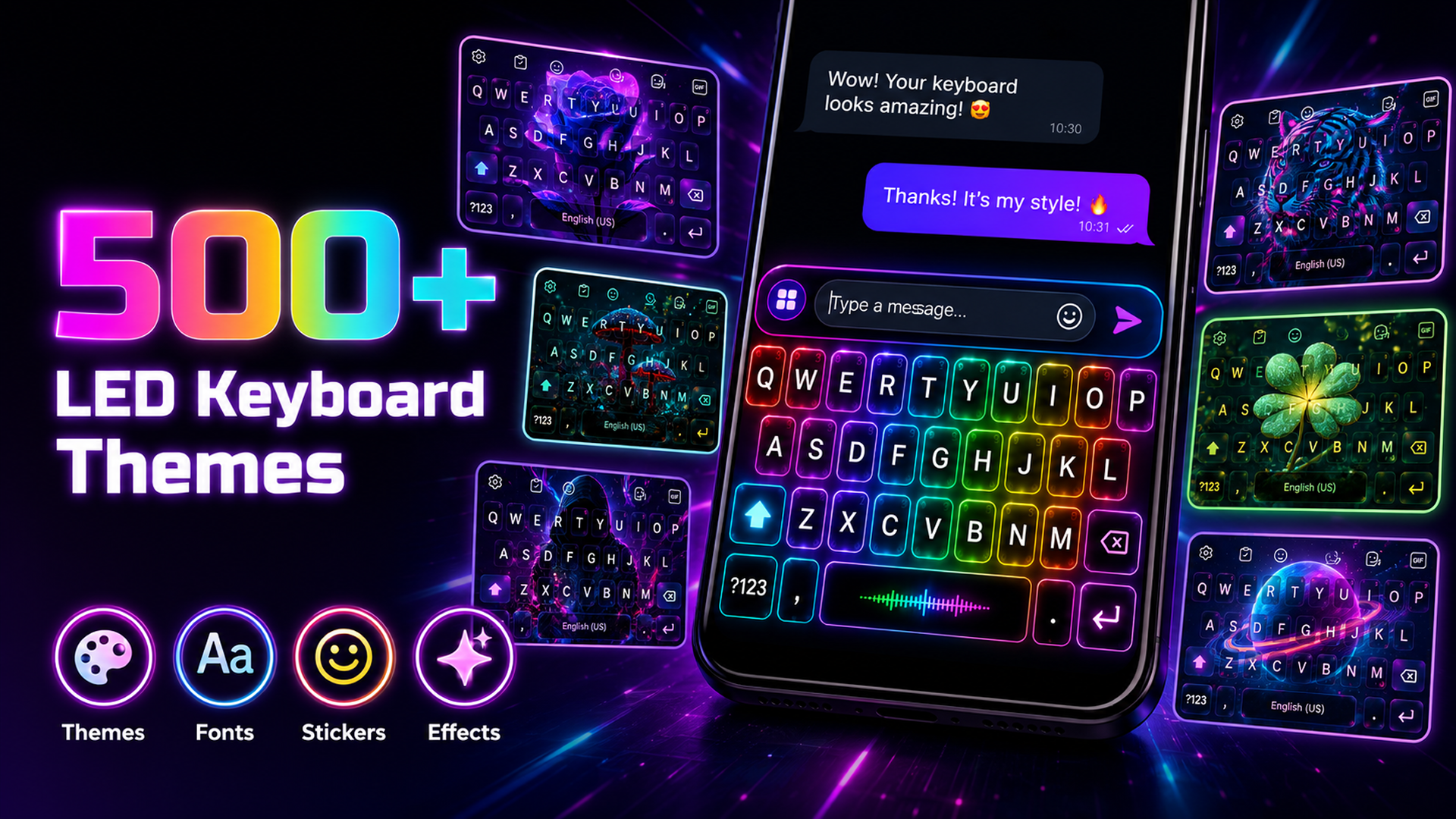 اسکرین شات 1 برنامه LED Keyboard: RGB Themes
