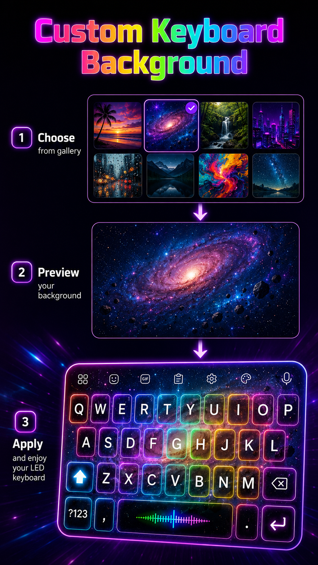 اسکرین شات 6 برنامه LED Keyboard: RGB Themes