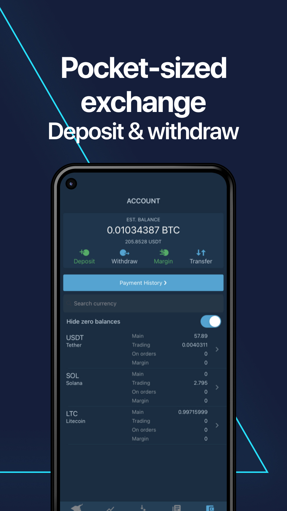 اسکرین شات 5 برنامه HitBTC cryptocurrency exchange