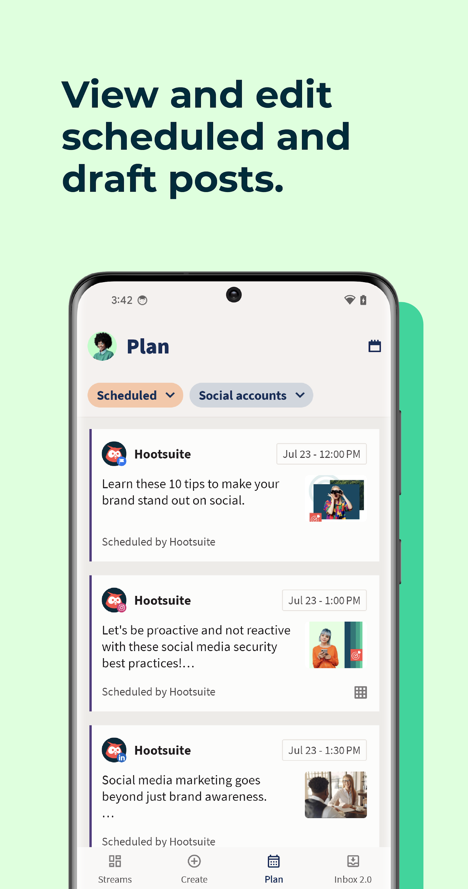 اسکرین شات 4 برنامه Hootsuite: Schedule Posts