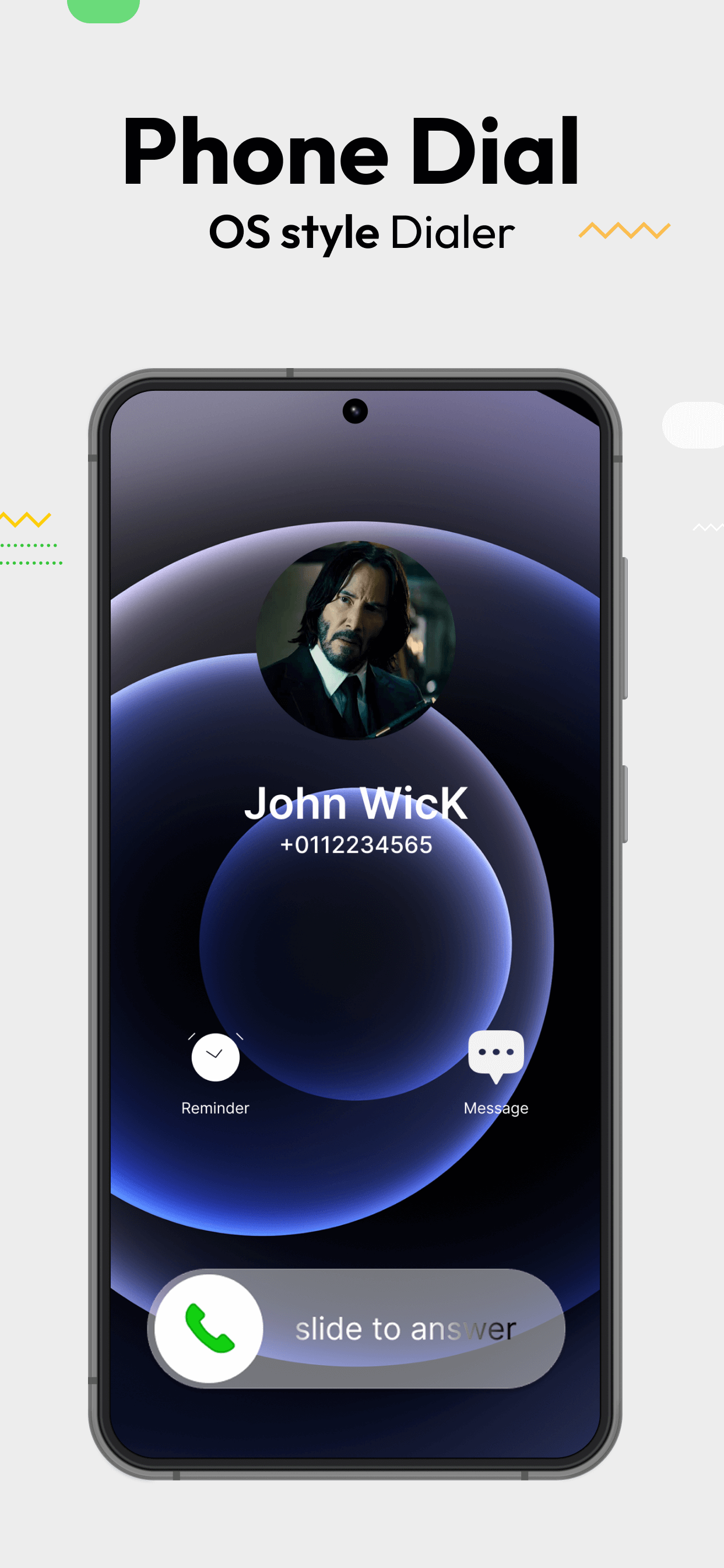اسکرین شات 1 برنامه iCall OS Dialer & Call Screen