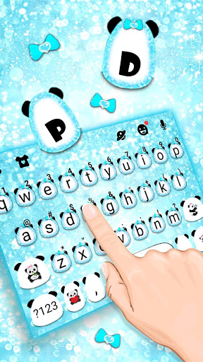 اسکرین شات 2 برنامه Blue Glitter Baby Panda Keyboard Theme