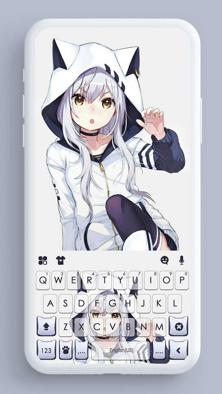 اسکرین شات 1 برنامه Cute Cat Girl Keyboard Background