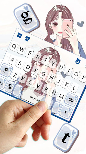 اسکرین شات 3 برنامه Cute Selfie Girl Keyboard Theme