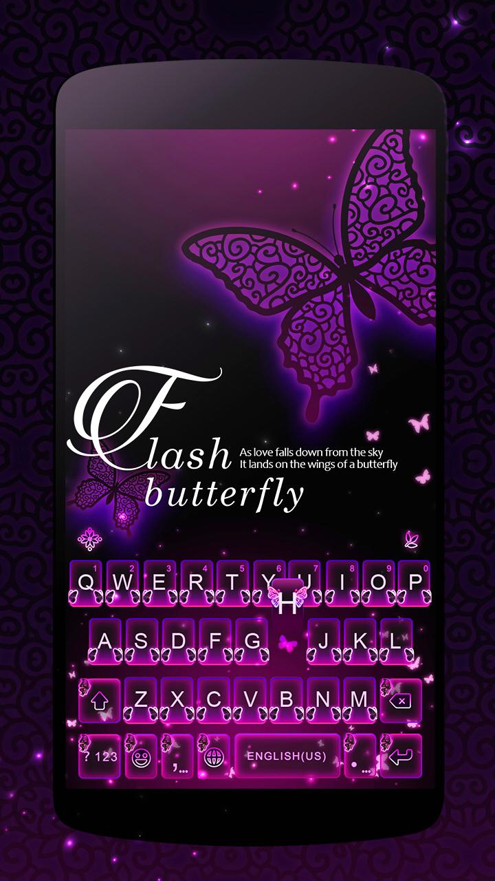 اسکرین شات 1 برنامه Flash Butterfly Keyboard Theme