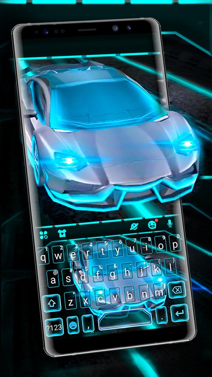 اسکرین شات 1 برنامه Flashy Neon Sports Car Keyboard Theme