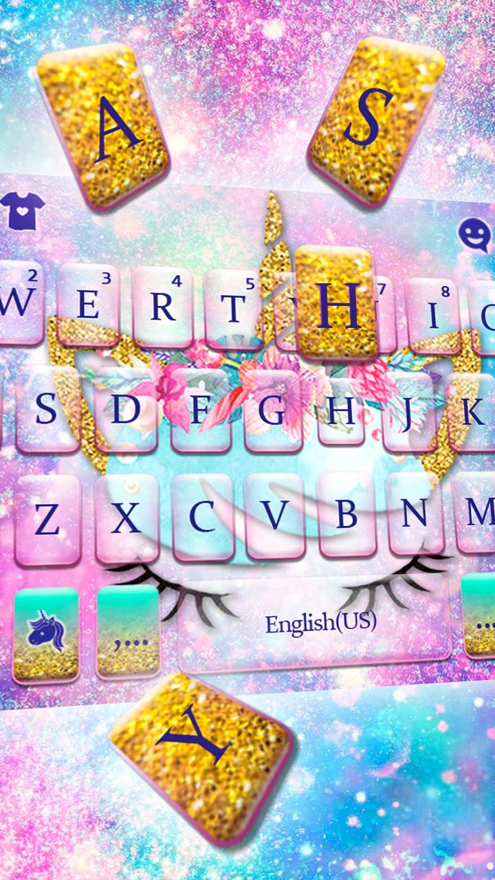 اسکرین شات 2 برنامه Galaxy Flower Unicorn Keyboard Theme