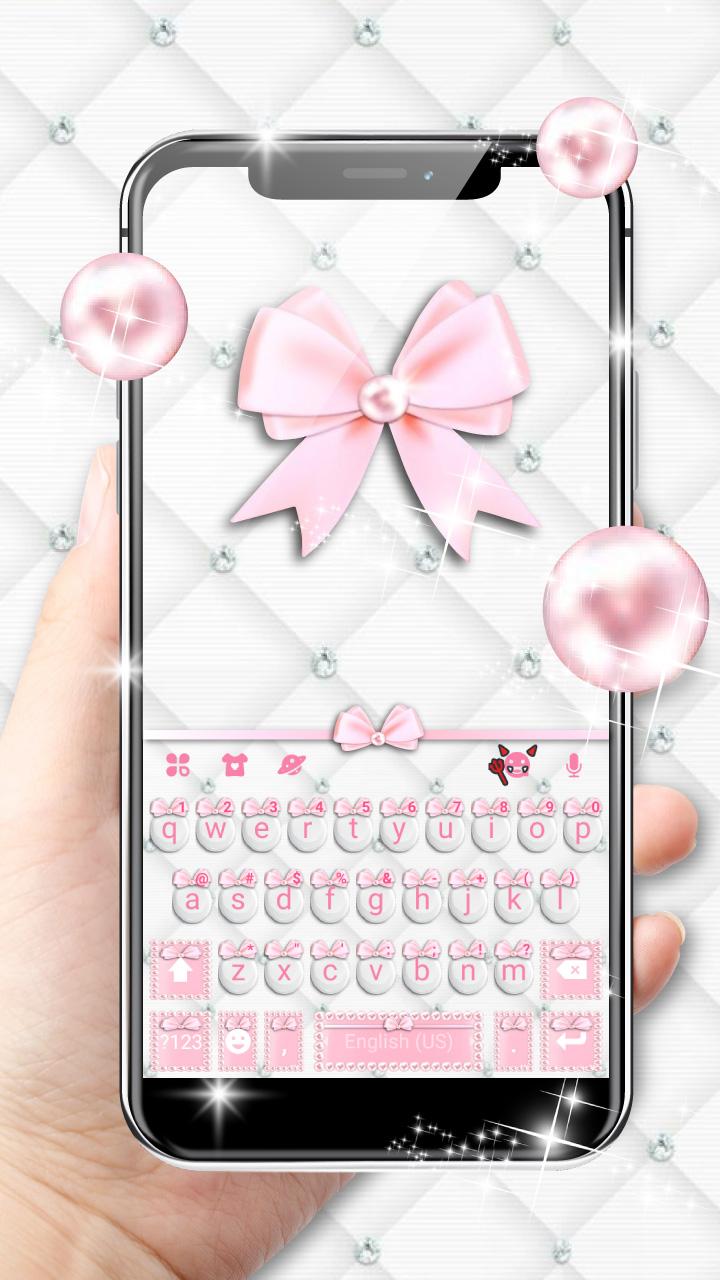 اسکرین شات 1 برنامه Girly Pink Bows Keyboard Theme