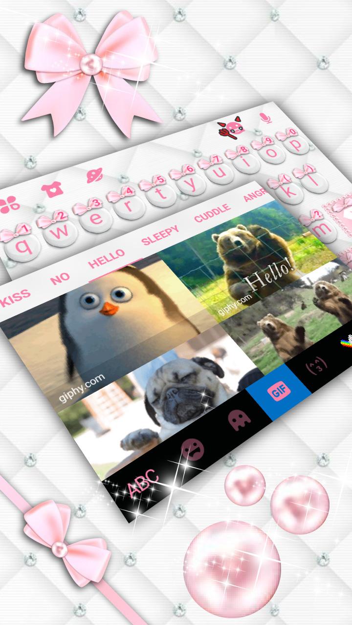 اسکرین شات 4 برنامه Girly Pink Bows Keyboard Theme