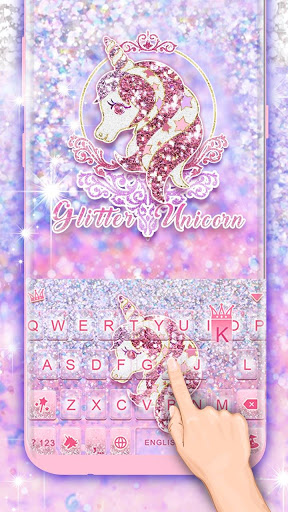 اسکرین شات 2 برنامه Glitter Unicorn Keyboard Theme